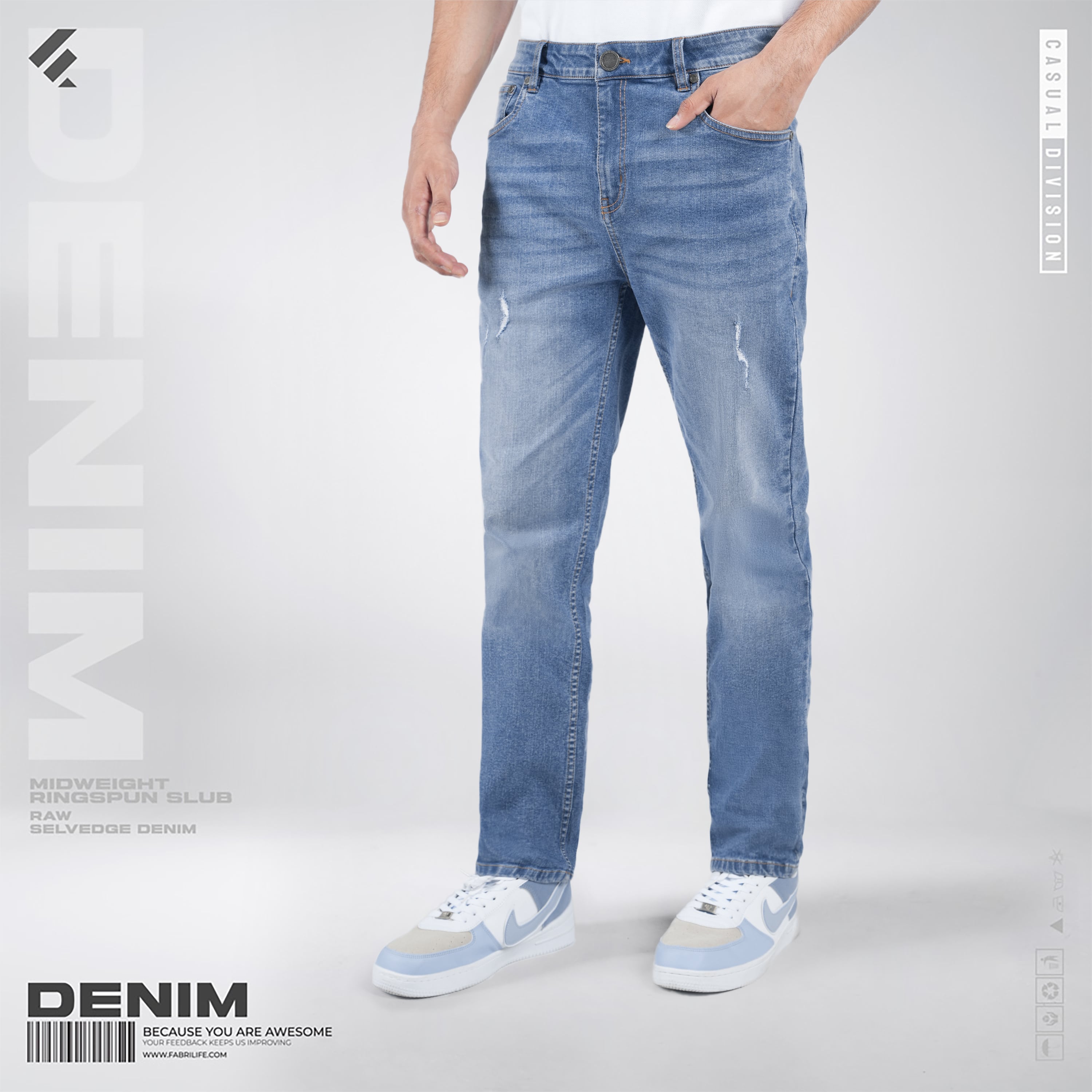 Mens Denim Jeans - Pacific Blue